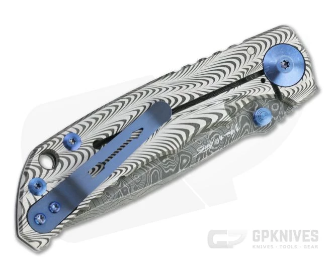 Spartan Harsey Folder Special Edition Sound Wave Nichols Damascus Blue Hardware Folder 072 2 Spartan Harsey Folder Special Edition Sound Wave Nichols Damascus Blue Hardware Folder 072 - Image 2