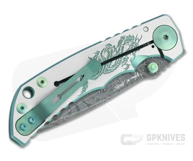 Spartan Harsey Folder Special Edition Green Dragon Nichols Damascus Folder 078 2 Spartan Harsey Folder Special Edition Green Dragon Nichols Damascus Folder 078 - Image 2