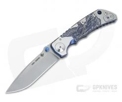 Spartan Harsey Folder Saint Michael the Archangel Special Edition Satin Blue Ano Stonewashed S35VN