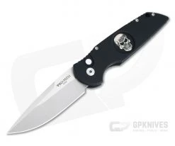 Protech Tactical Response TR-3 Silver Shaw Skull Limited Edition Satin 154CM Automatic TR-3.71