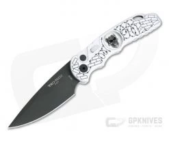 Protech Knives TR-5 Silver Barbed Wire and Brick Skull LTD Edition Black DLC S35VN Automatic TR-5.62