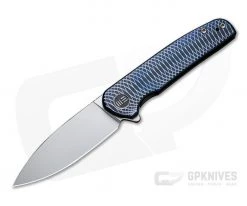 WE Knives Shakan Flipper LTD Blasted 20CV Blue Satin Polished Patterned Titanium Folder WE20052C-1